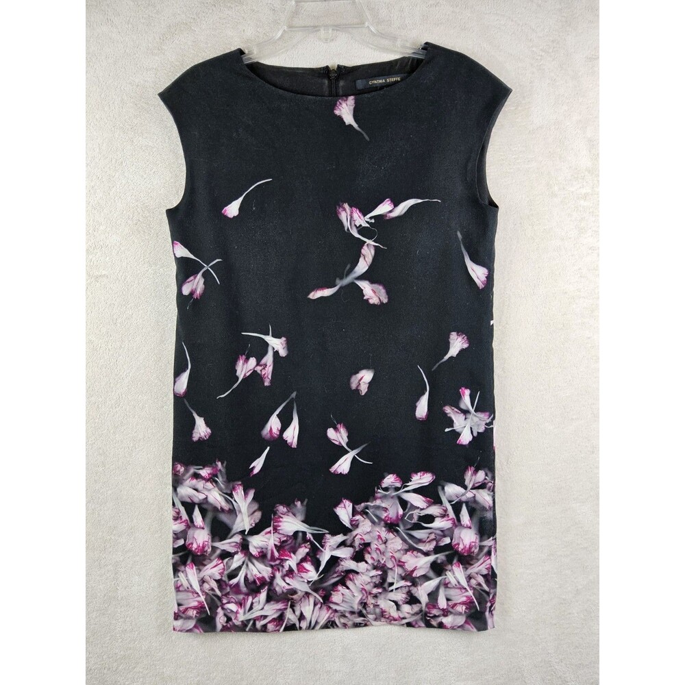 Cynthia Steffe Women's Sleeveless Floral Shift Dress Black Size 2